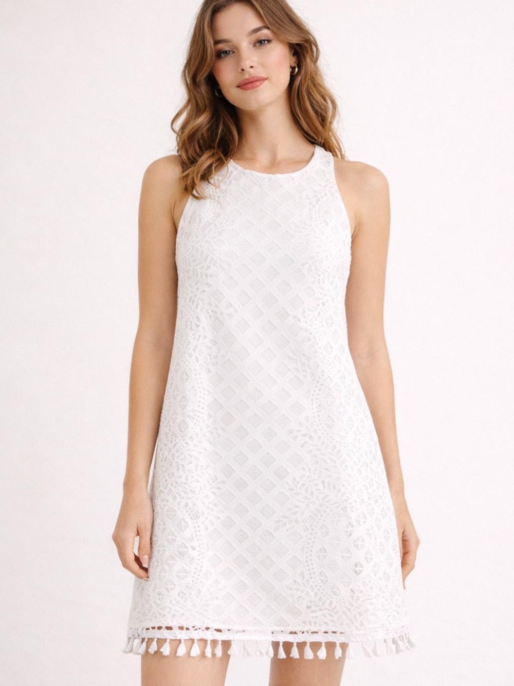 Lilly Pulitzer White Marquette Sleeveless Shift Dress size Small